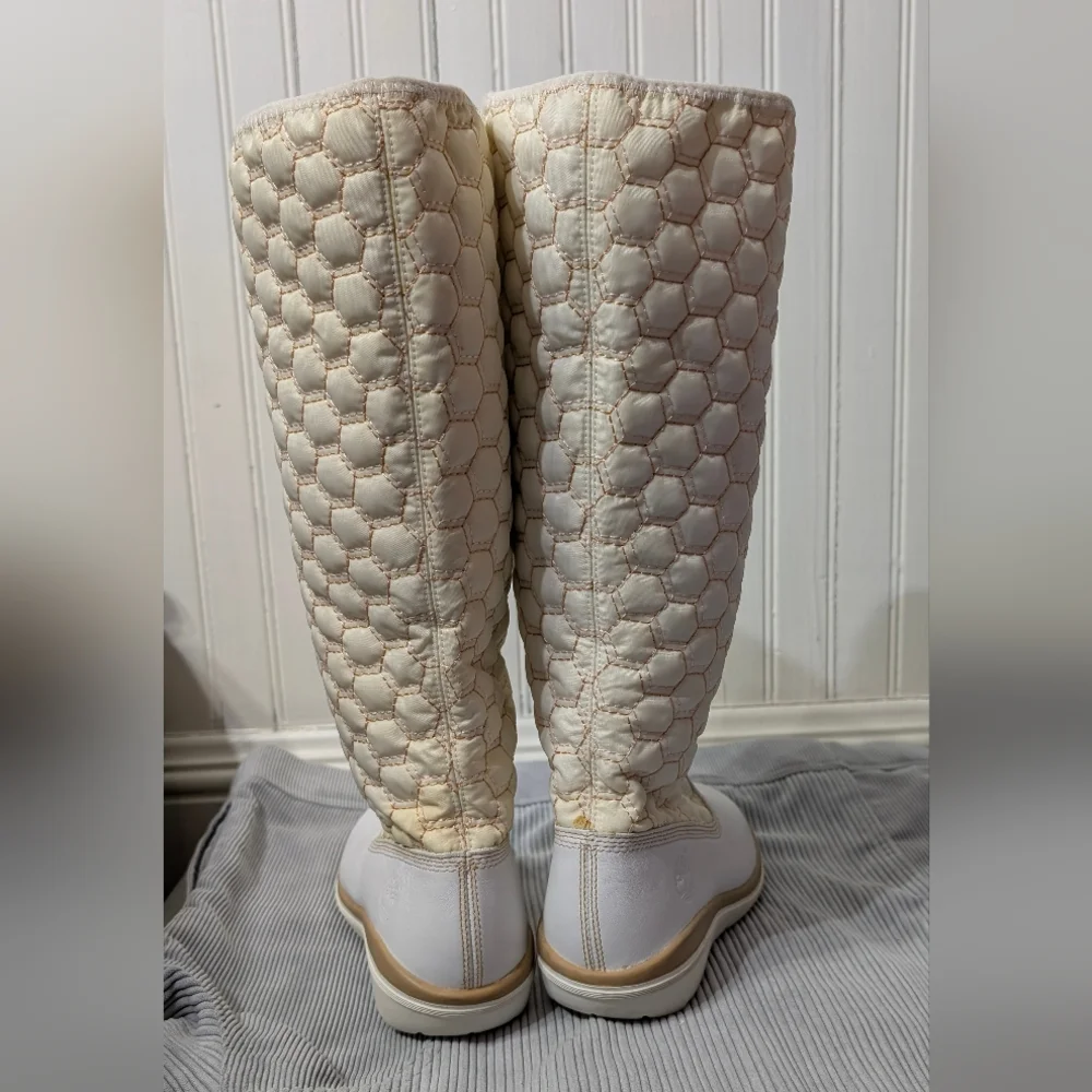 Timberland Kickadillaquilt Size 6 Boots White Leather 14In Vintage - Picture 11 of 14